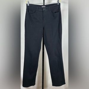 NYDJ Marilyn Straight-Leg Jeans, Black Denim, Size 12